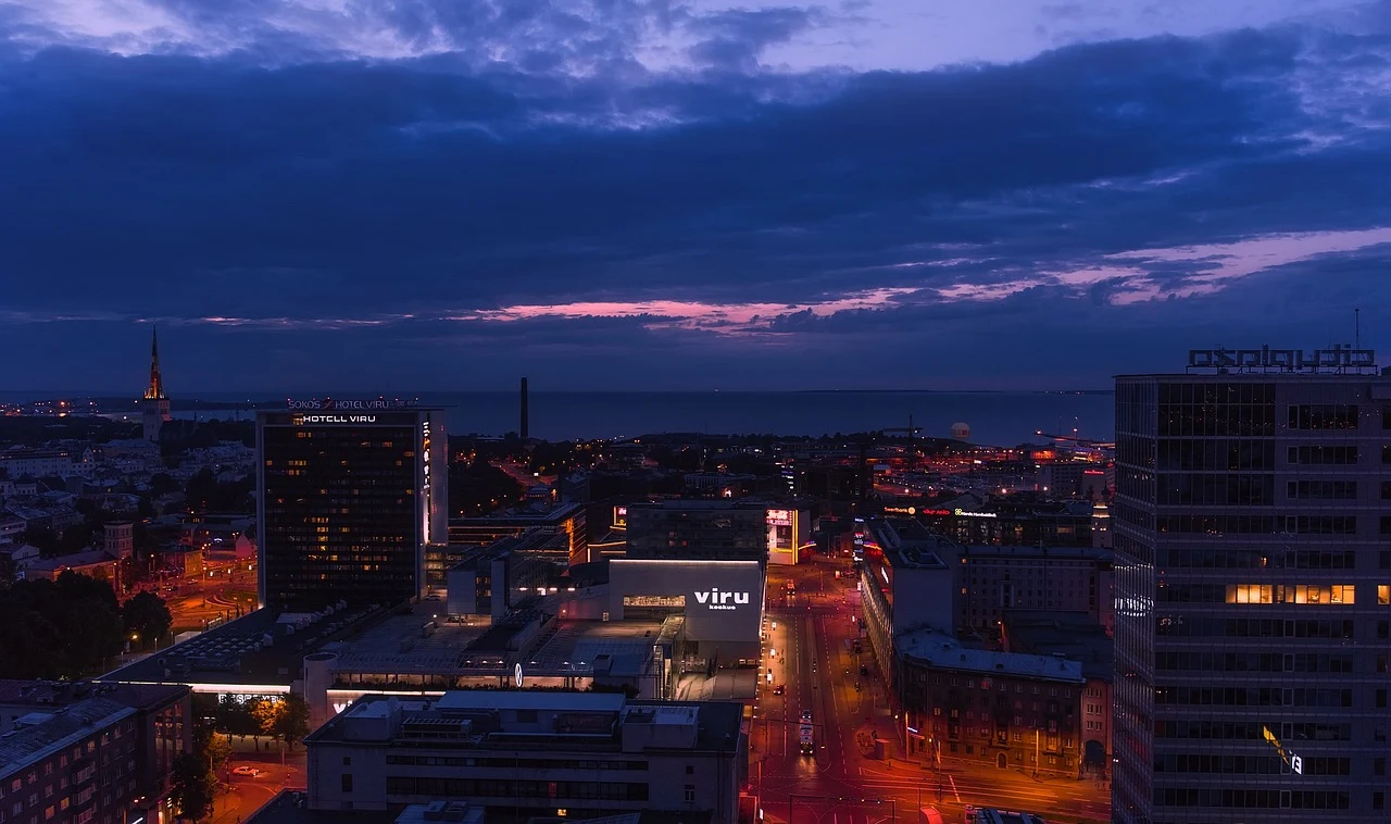 Vue sur la ville de Tallinn en pleine nuit